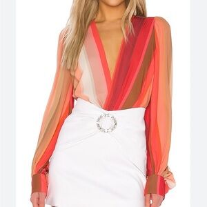 Elegant Multicolor V-Neck Blouse/Bodysuit